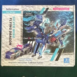 New In Box Deformation Car Series Silver Wing Flying Dragon Surprise